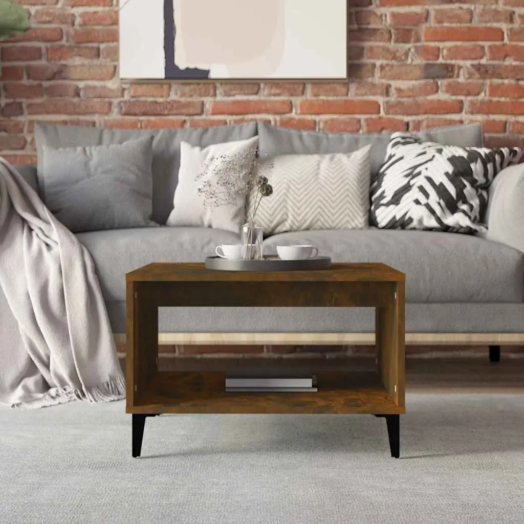 Coffee Table Brown Engineered Wood 60cm Living Room Open Storage Compartment