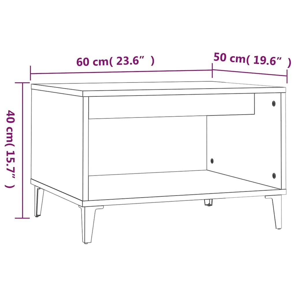 Coffee Table Brown Engineered Wood 60cm Living Room Open Storage Compartment