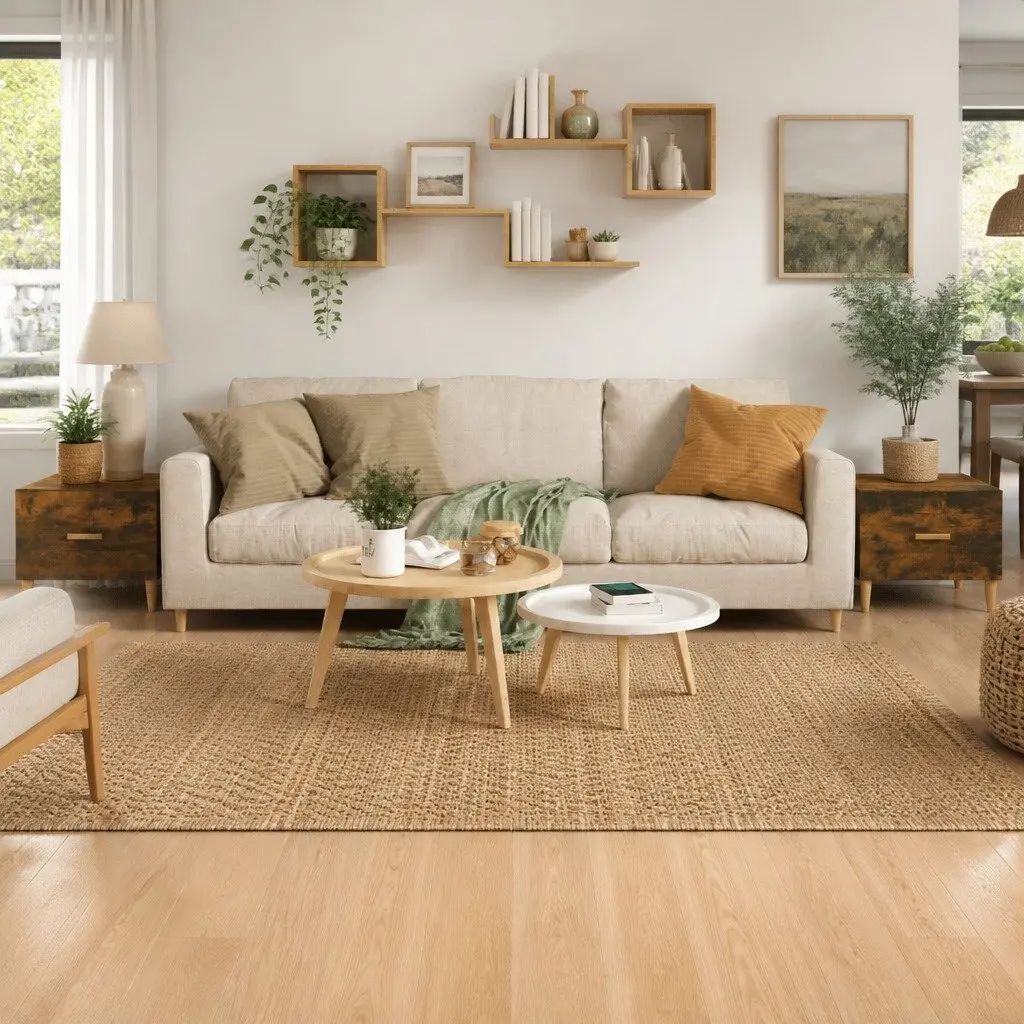 Coffee Tables Engineered Wood 50 x 50 x 40 cm Brown Smoked Oak 2 Piece