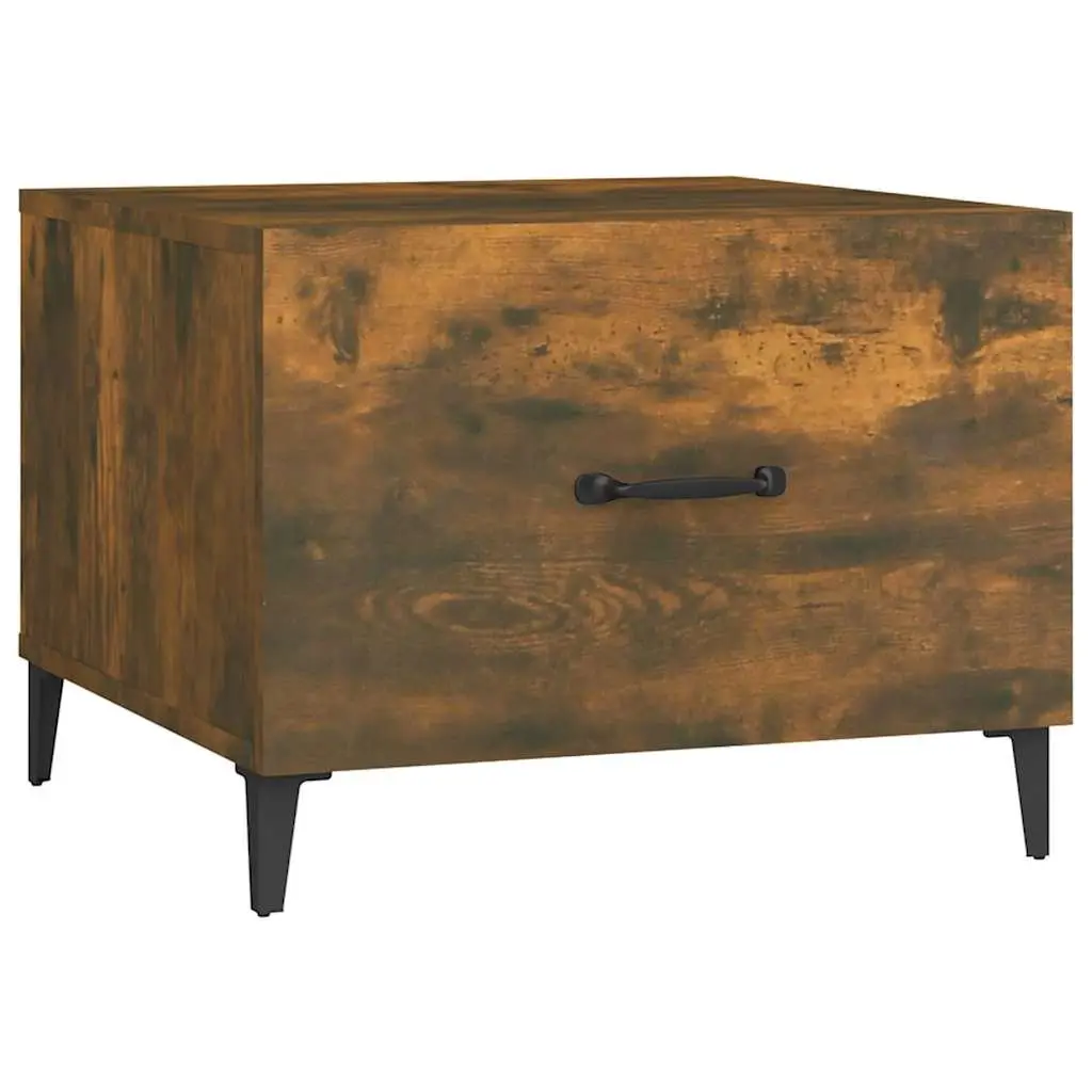 Coffee Tables Set of 2 Engineered Wood Brown with Metal Legs Storage