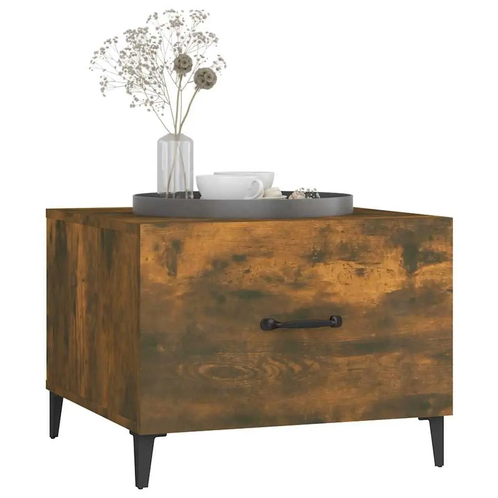 Coffee Tables Set of 2 Engineered Wood Brown with Metal Legs Storage