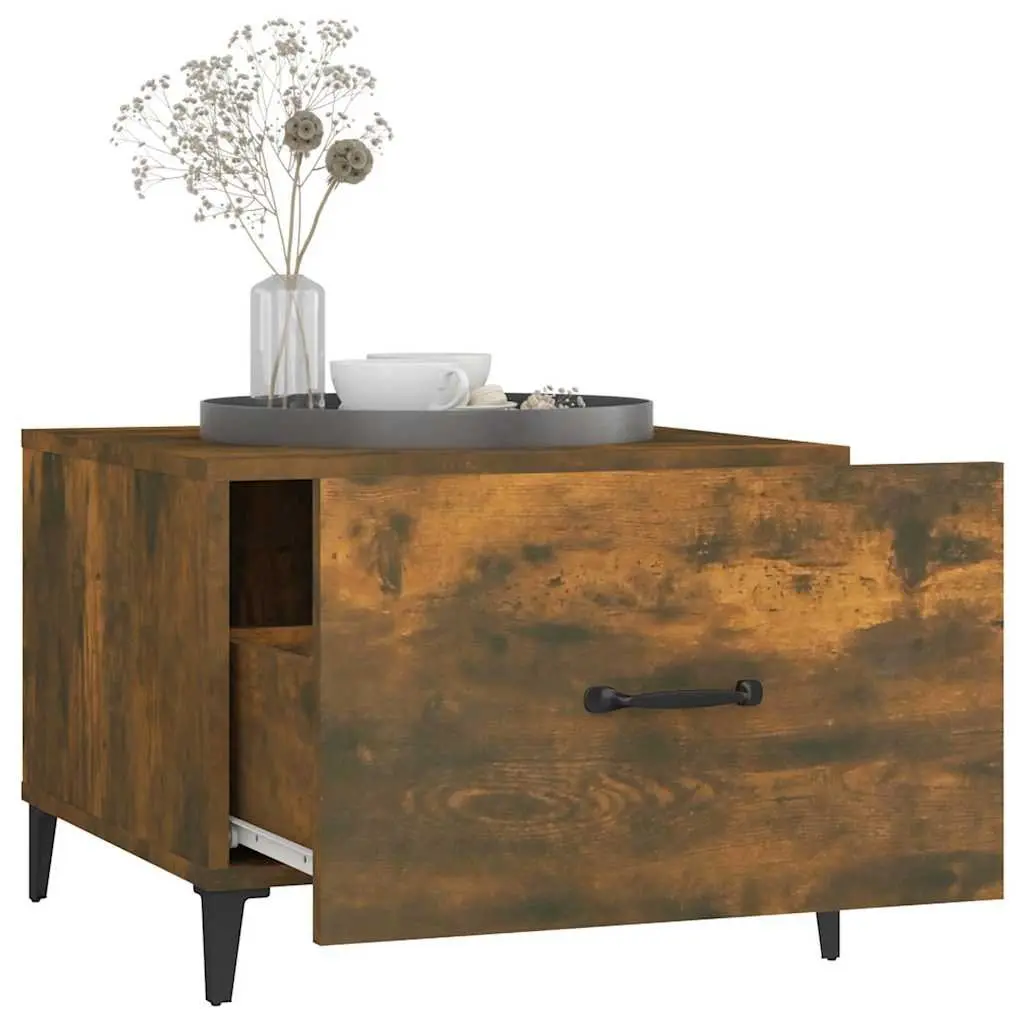 Coffee Tables Set of 2 Engineered Wood Brown with Metal Legs Storage