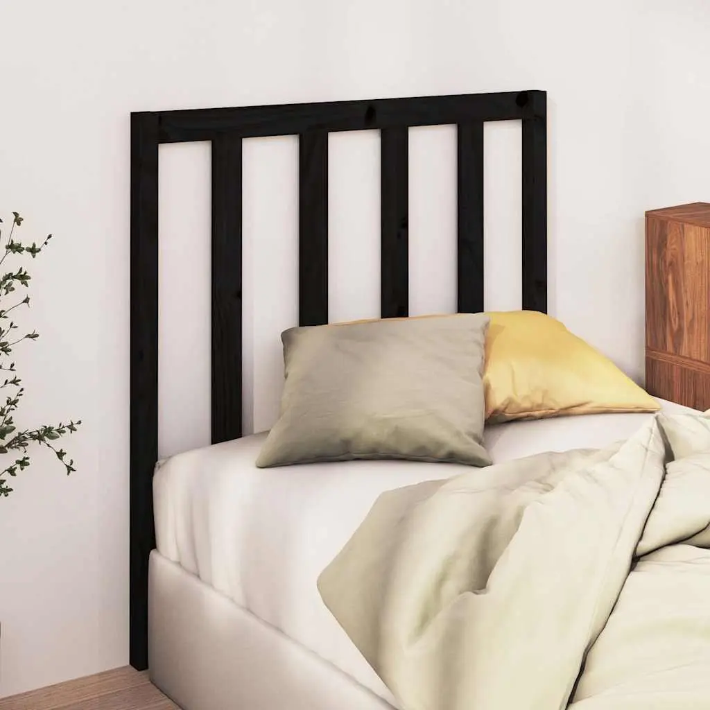 Solid Wood Pine Bed Headboard Black 96cm