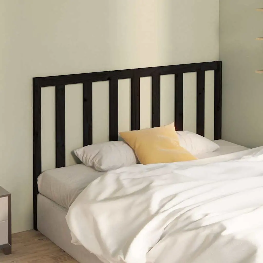 Solid Pine Wood Bed Headboard 141cm Black for Bedroom Furniture