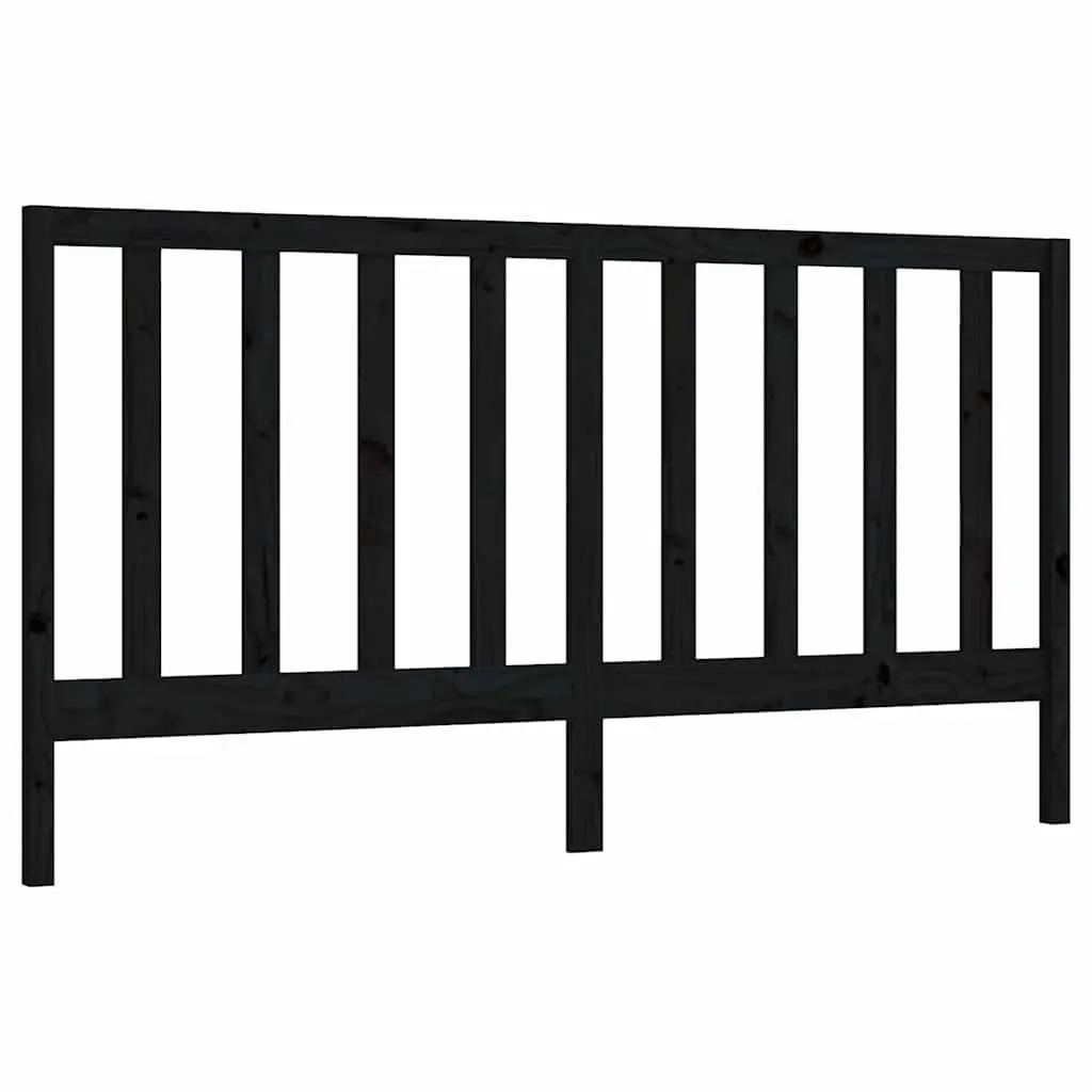 Solid Wood Pine Bed Headboard Black 186cm