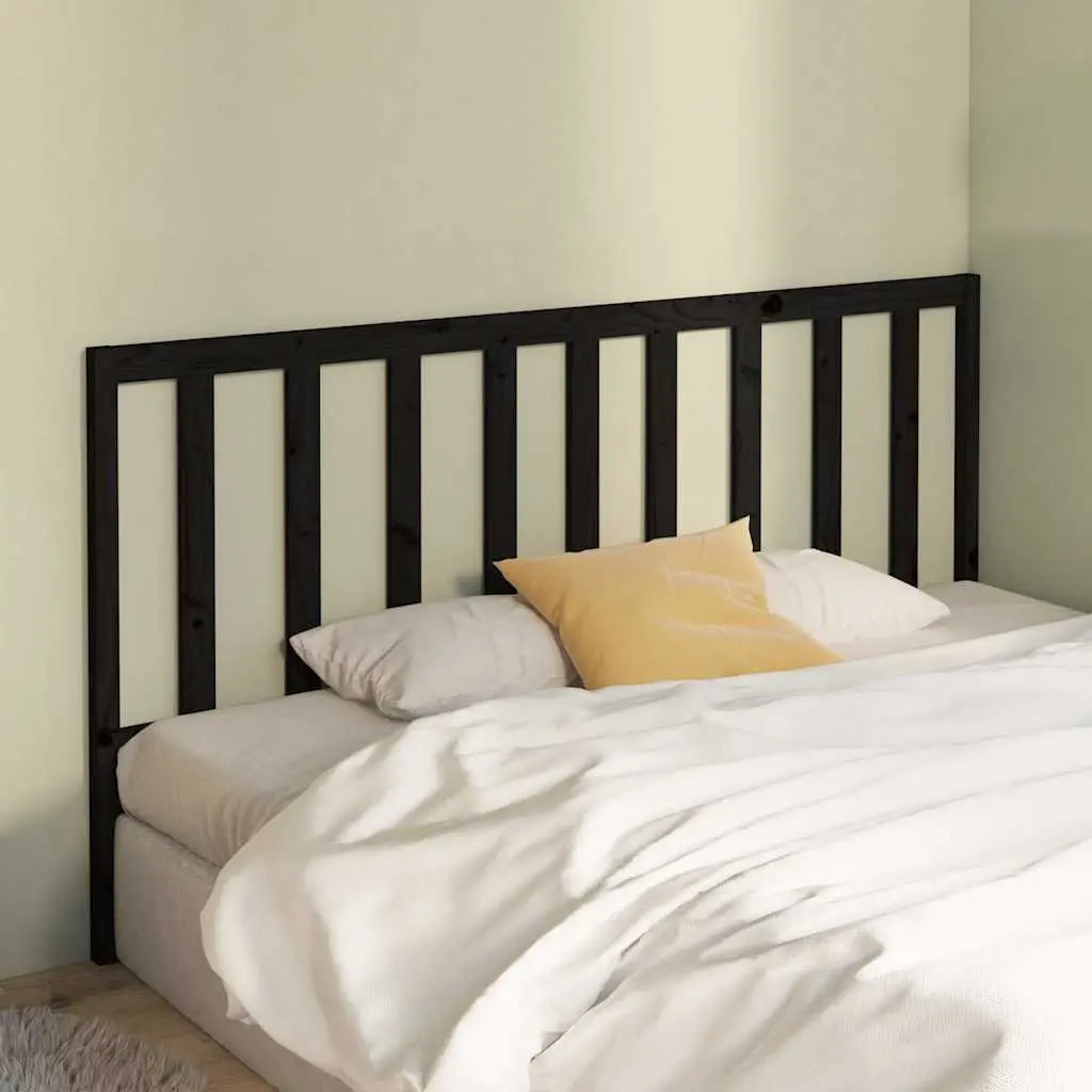 Pine Wood Bed Headboard 186cm Black Back Support Rustic Furniture