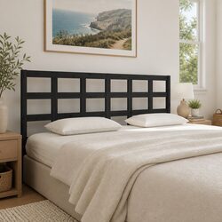 Bed Headboard Black 185.5 cm Solid Pine Wood Bedroom Furniture Headrest Panel