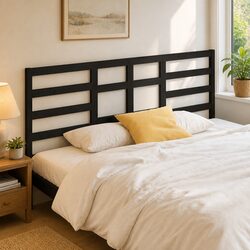 Practical Black Wood Headboard for Your Bedroom Setup