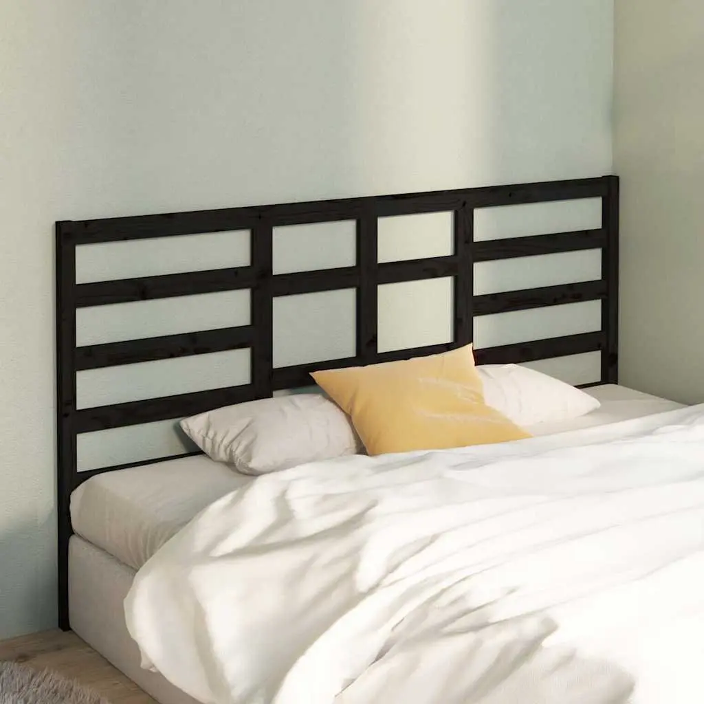 Black Solid Wood Pine Bed Headboard 186cm Bedroom Furniture Wooden Headrest
