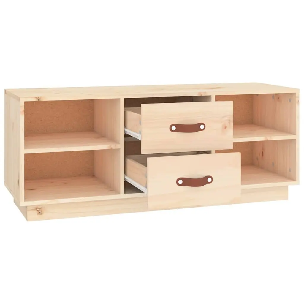 Solid Pine Wood TV Unit 100x34x40cm Brown Media Cabinet for Living Room Storage