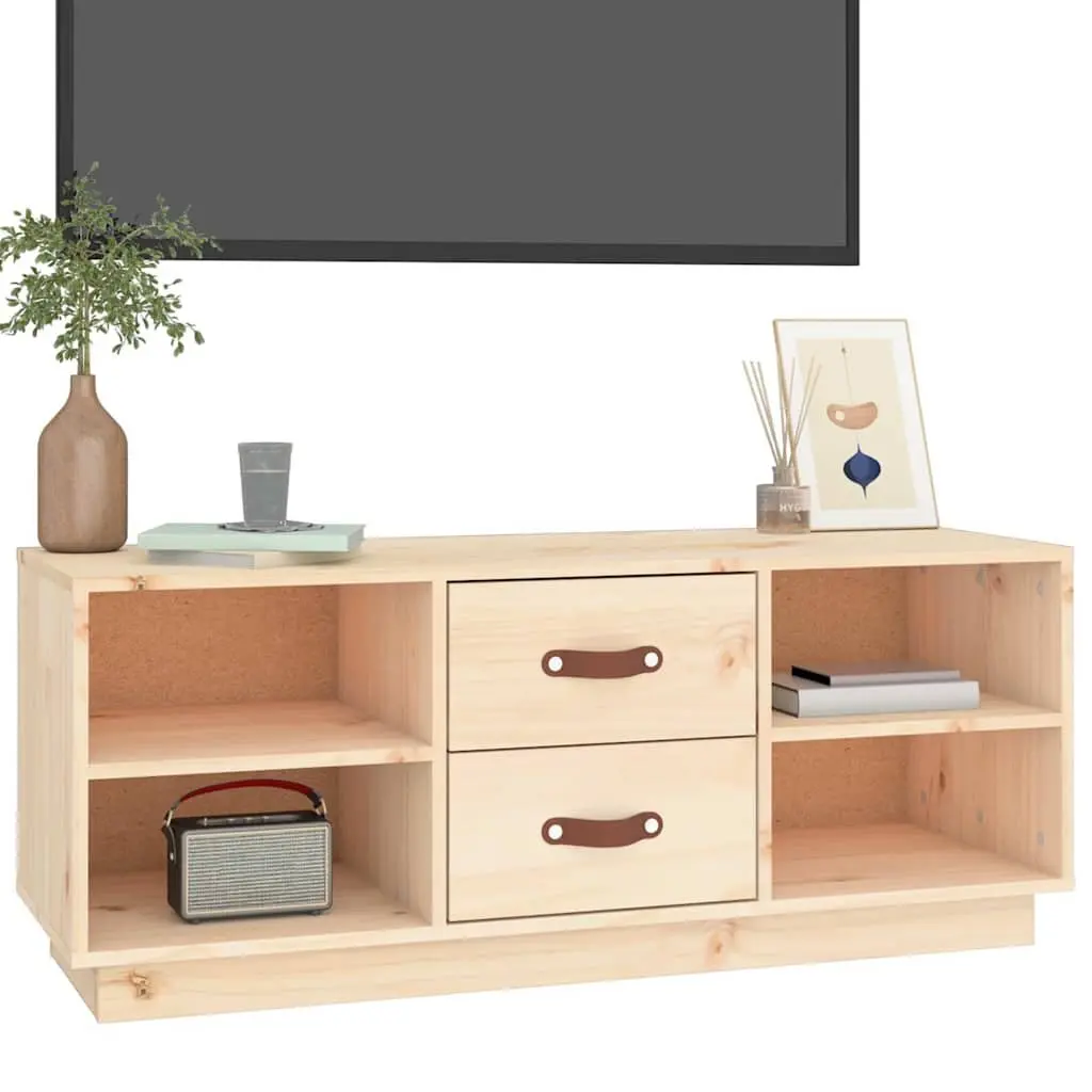 Solid Pine Wood TV Unit 100x34x40cm Brown Media Cabinet for Living Room Storage