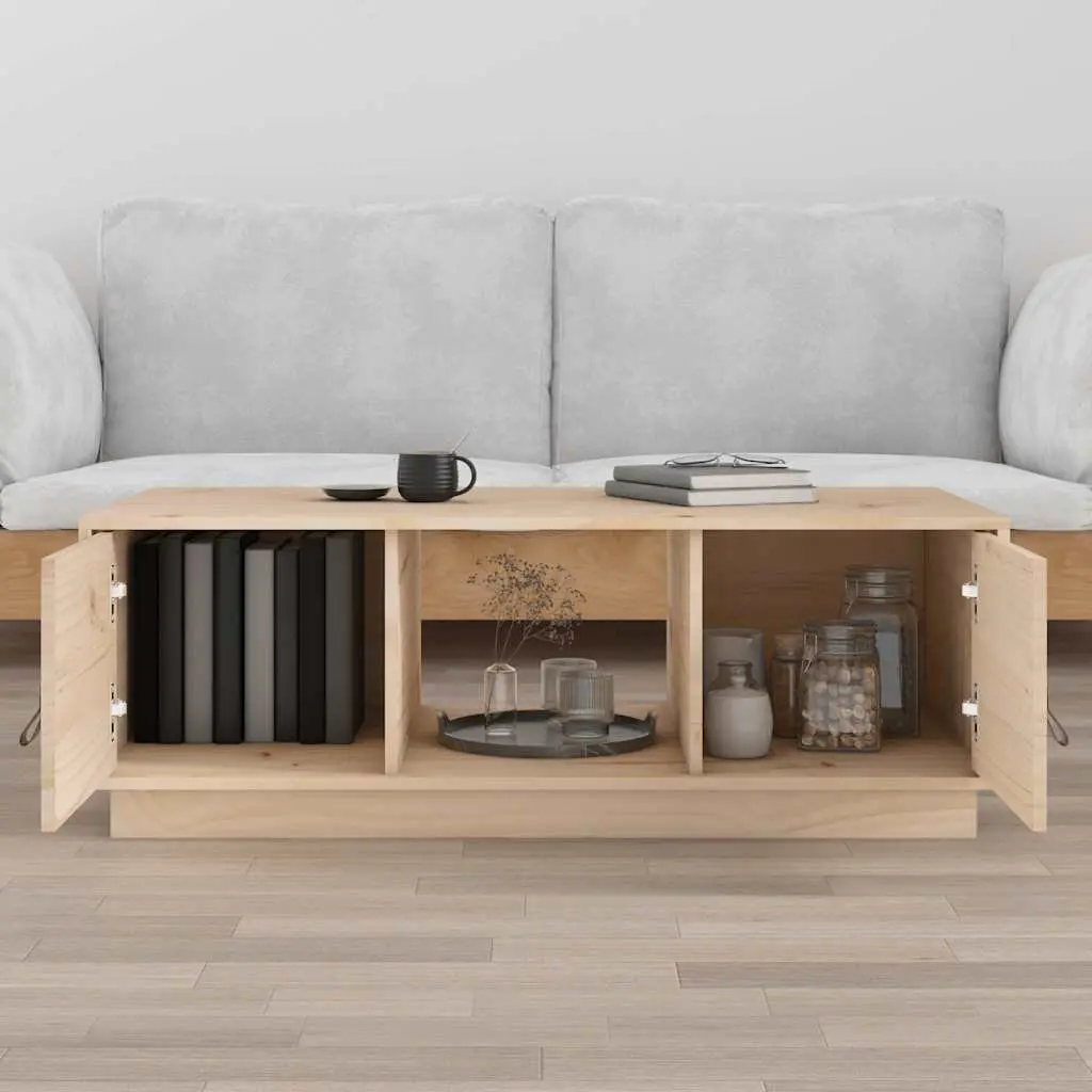 Coffee Table Solid Pinewood 100x50x35 cm Brown with Storage Compartments