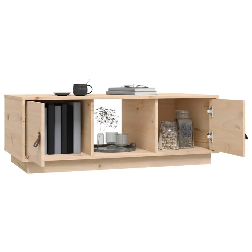 Coffee Table Solid Pinewood 100x50x35 cm Brown with Storage Compartments