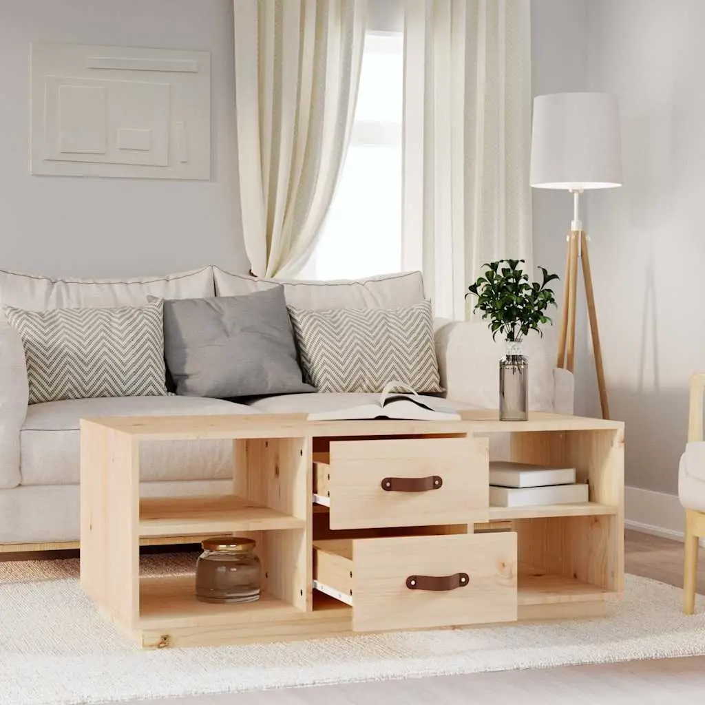 Coffee Table Solid Pine Wood 100x50x41 cm Brown with Storage Drawers Shelves