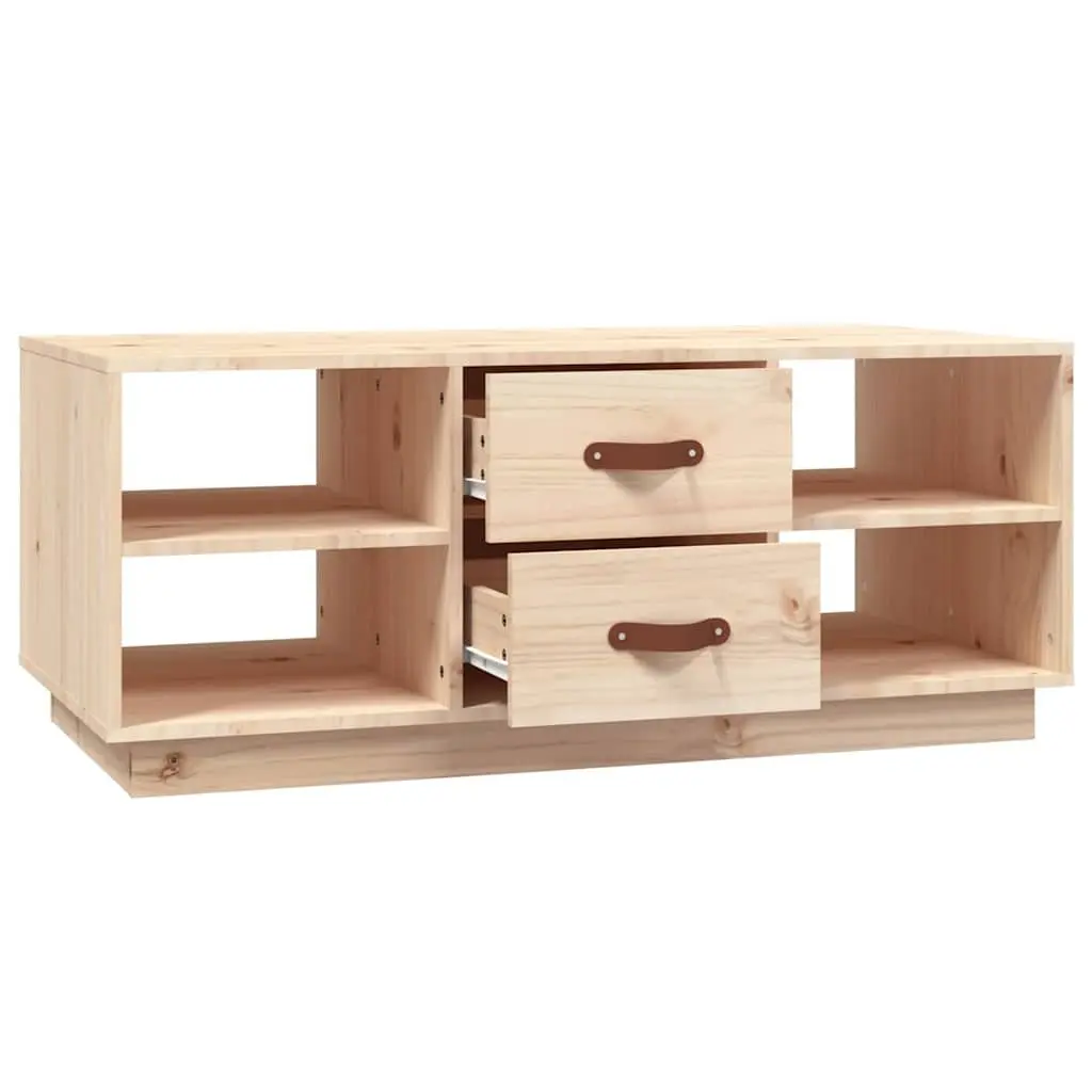 Coffee Table Solid Pine Wood 100x50x41 cm Brown with Storage Drawers Shelves