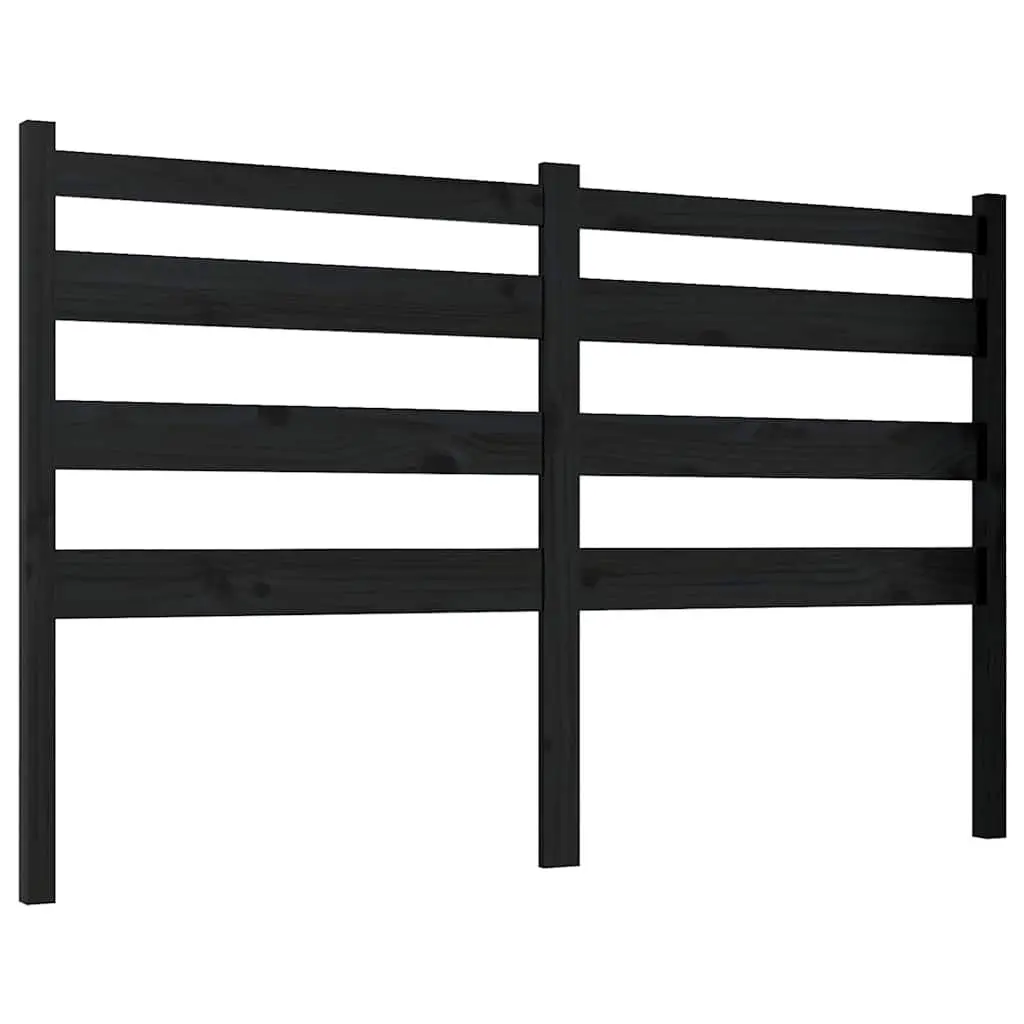 Wooden Bed Headboard Solid Pine 141cm Black Slatted Modern