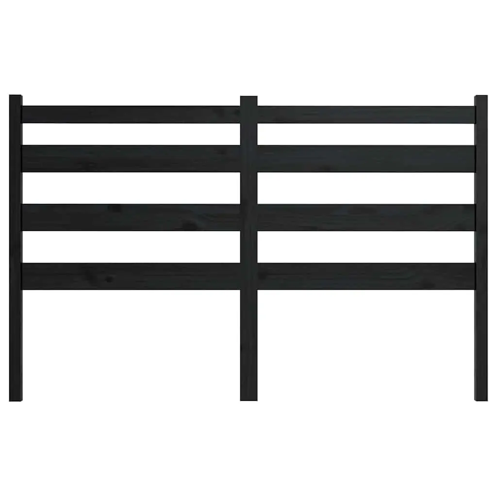 Wooden Bed Headboard Solid Pine 141cm Black Slatted Modern