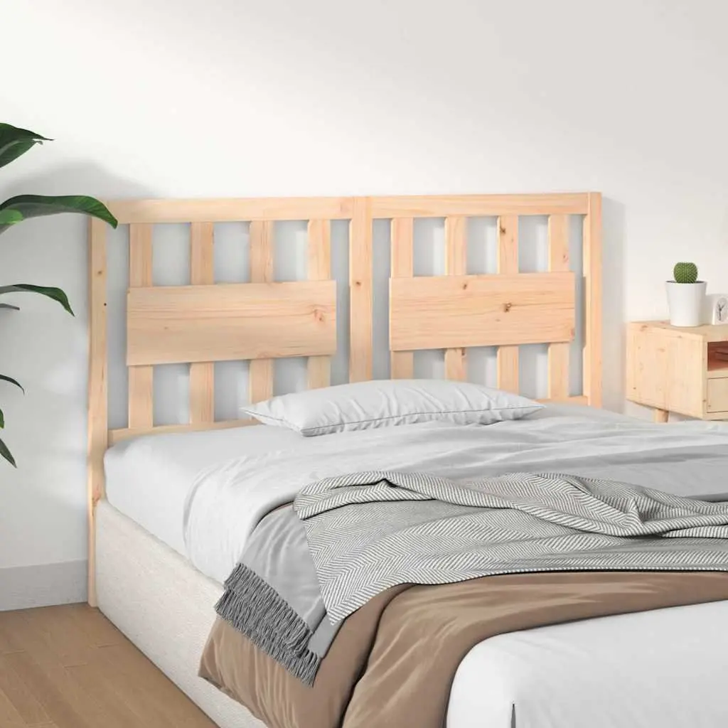 Wooden Bed Headboard 140.5 cm Brown Solid Pine Wood Rustic Bedroom Furniture