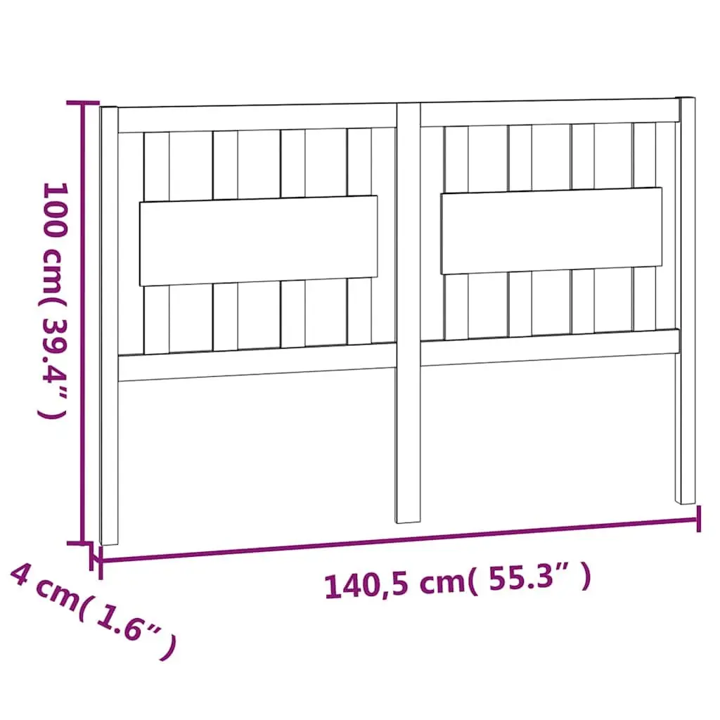 Wooden Bed Headboard 140.5 cm Brown Solid Pine Wood Rustic Bedroom Furniture
