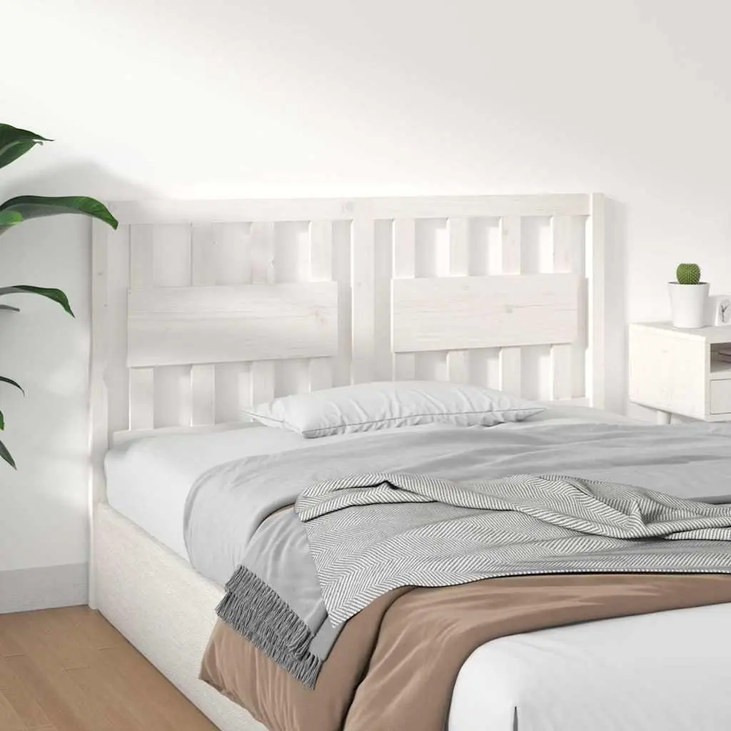 White Bed Headboard 140.5cm Solid Pine Wood Rustic Style