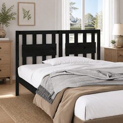 Bed Headboard Black 140.5 cm Solid Wood Pine Bedroom Furniture Rustic Design