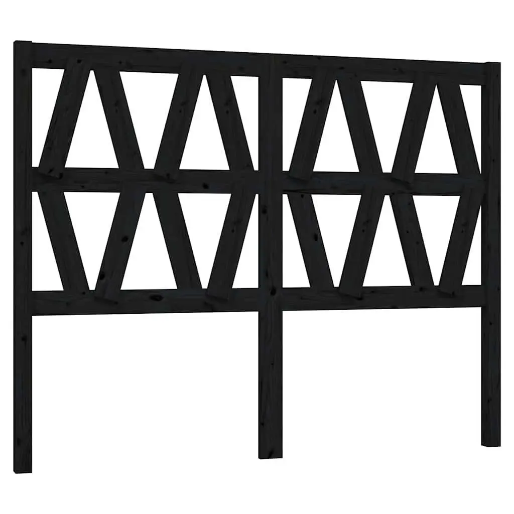 Bed Headboard Black 156cm Solid Pine Wood Slatted Design Bedroom Furniture