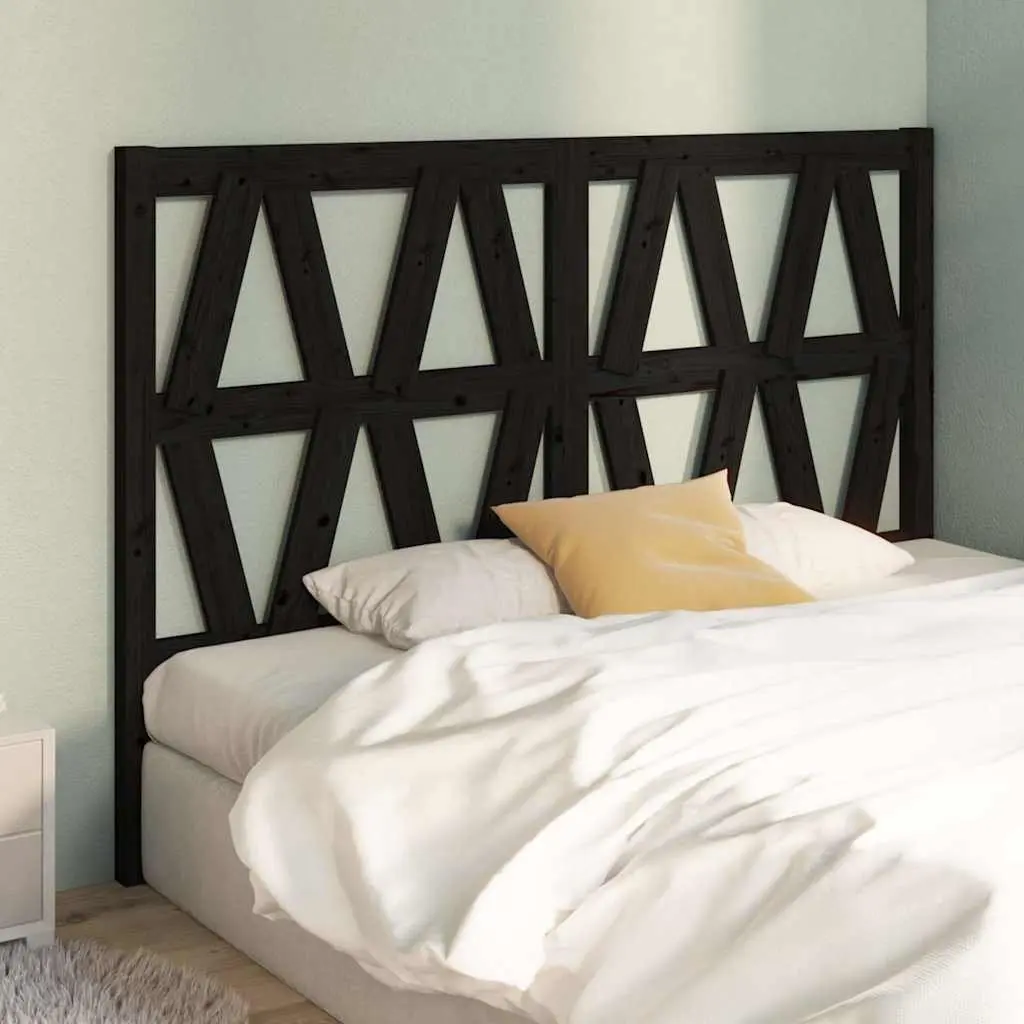 Bed Headboard Black 156cm Solid Pine Wood Slatted Design Bedroom Furniture