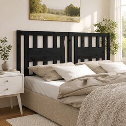Practical Black Solid Pine Wood Bed Headboard