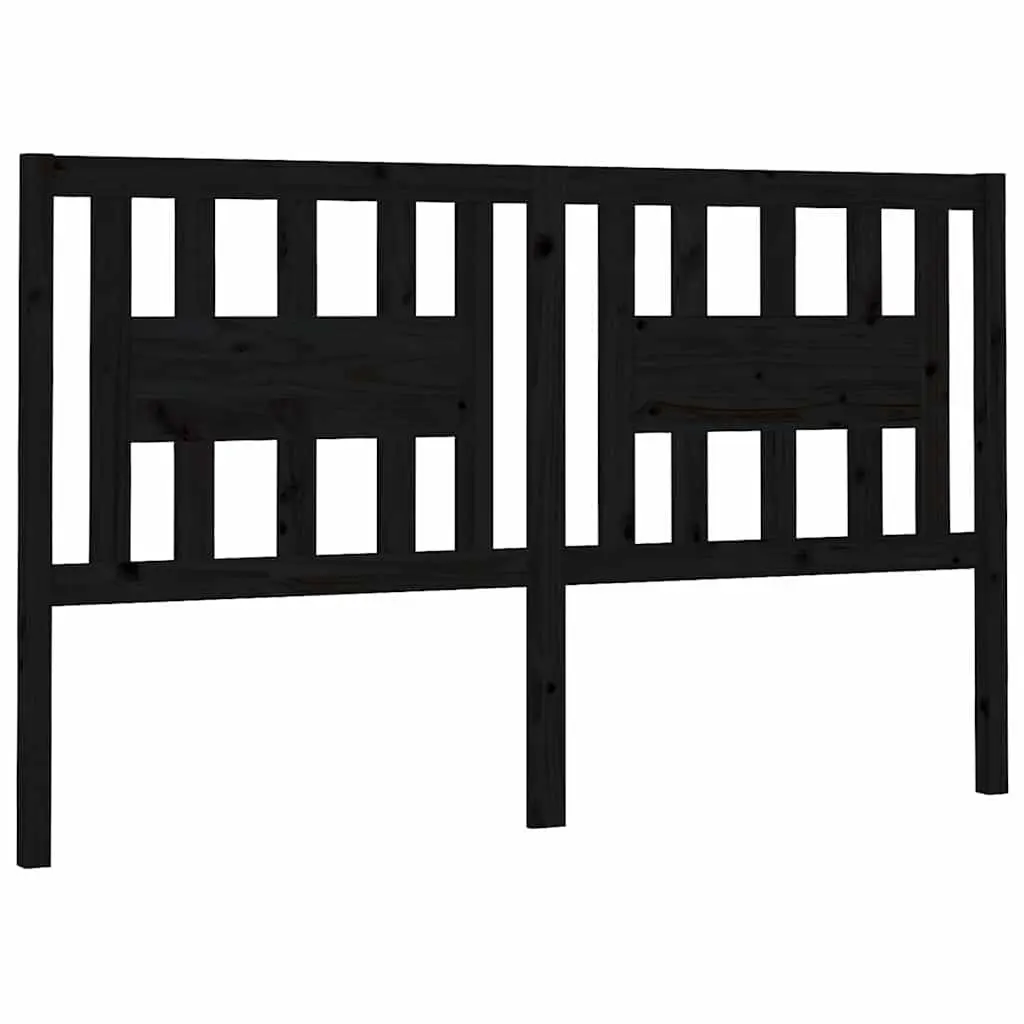 Black Solid Pine Wood Bed Headboard