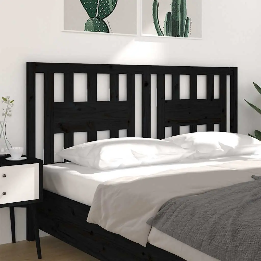 Black Solid Pine Wood Bed Headboard