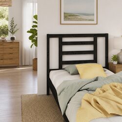 Bed Headboard Black 96 cm Solid Wood Pine Slatted Modern Bedroom Furniture