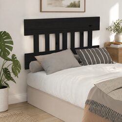 Functional 183.5 cm Bed Headboard in Black Pine Wood