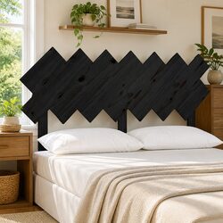 Bed Headboard Black 151.5 cm Solid Pine Wood Bedroom Furniture Rustic Headboard