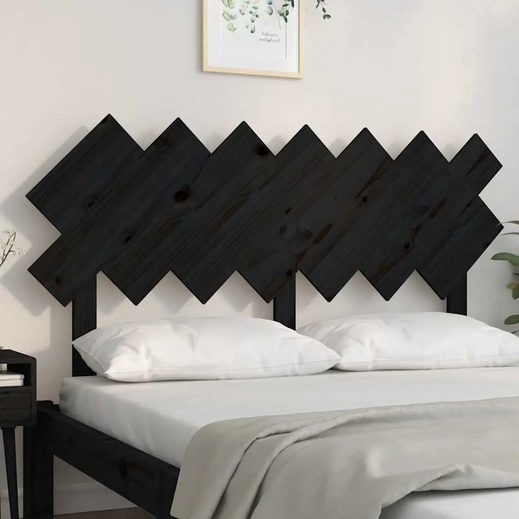 Headboard Solid Pine Wood Rustic Black 1515 cm Bedroom Furniture
