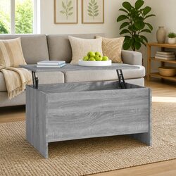 Coffee Table Grey Sonoma Lift-Top Design Hidden Storage Compartment Living Room