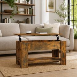 Practical Lift-Top Coffee Table in Smoked Oak for Any Space