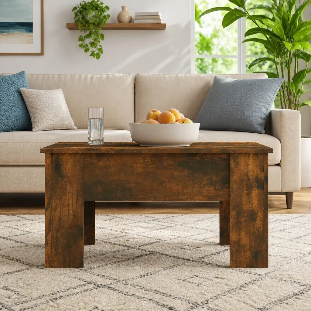 Coffee Table Engineered Wood Lift Top 79 x 49 x 41 cm Smoked Oak Brown Modern Living Room