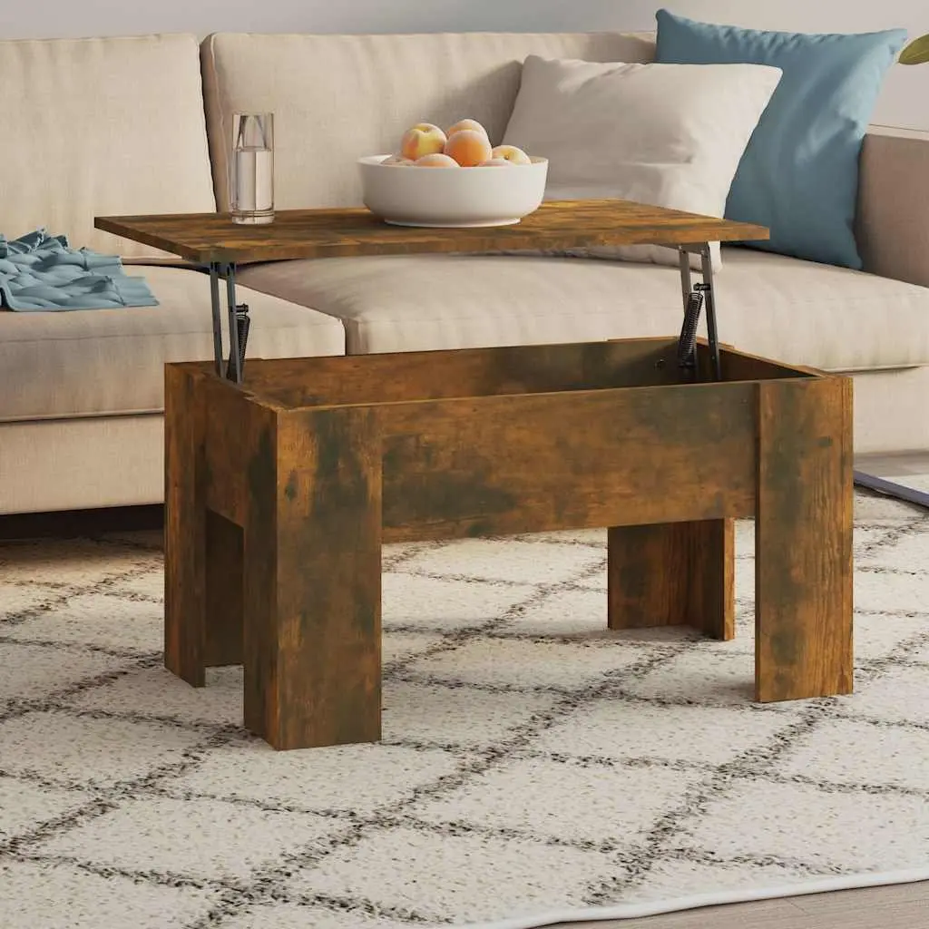 Coffee Table Engineered Wood Lift Top 79 x 49 x 41 cm Smoked Oak Brown Modern Living Room