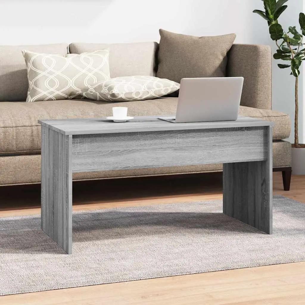 Coffee Table Engineered Wood Lift Top Grey Compact Storage Compartment