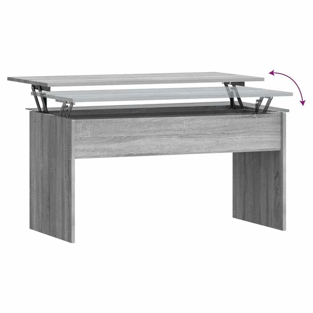 Coffee Table Engineered Wood Lift Top Grey Compact Storage Compartment