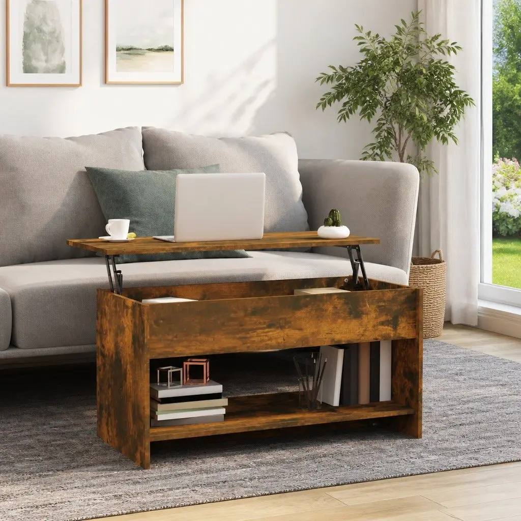Coffee Table Engineered Wood Brown Lift-Top Storage Compartment 102 x 50 x 52.5 cm