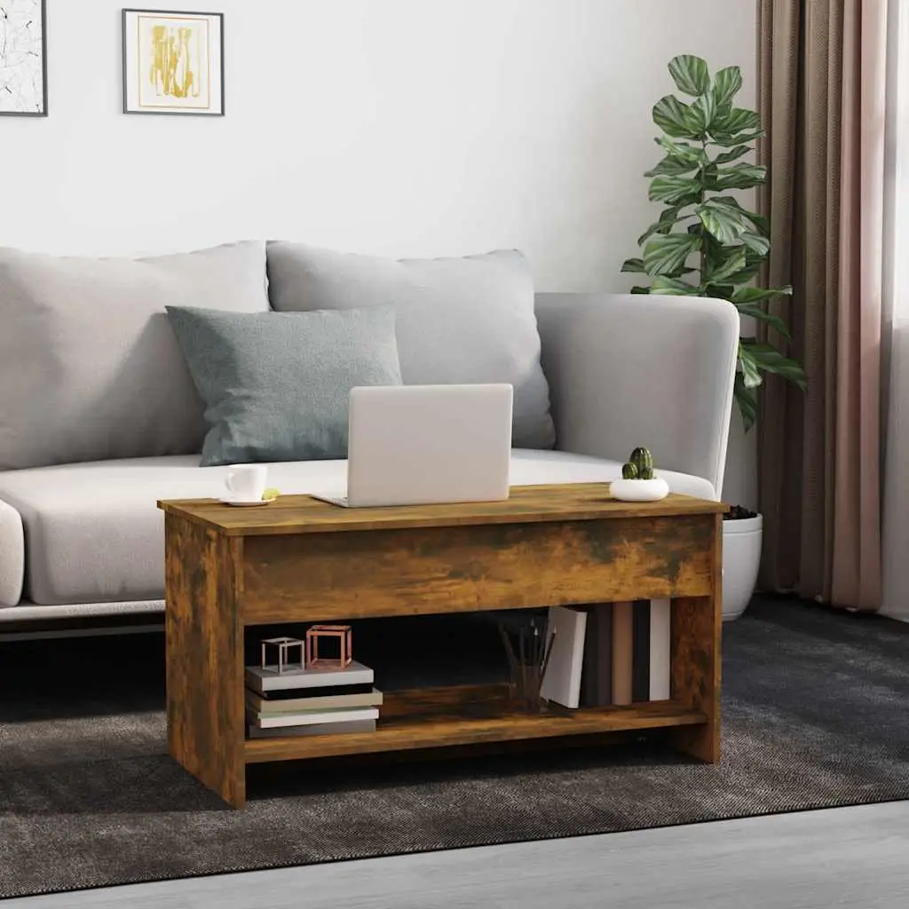 Coffee Table Engineered Wood Brown Lift-Top Storage Compartment 102 x 50 x 52.5 cm