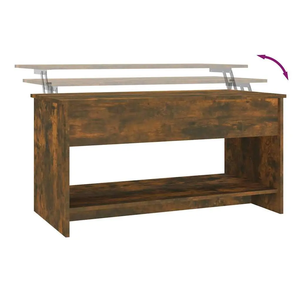 Coffee Table Engineered Wood Brown Lift-Top Storage Compartment 102 x 50 x 52.5 cm