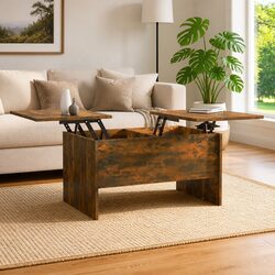Coffee Table with Lift-Top Storage Compartments Engineered Wood Brown Furniture