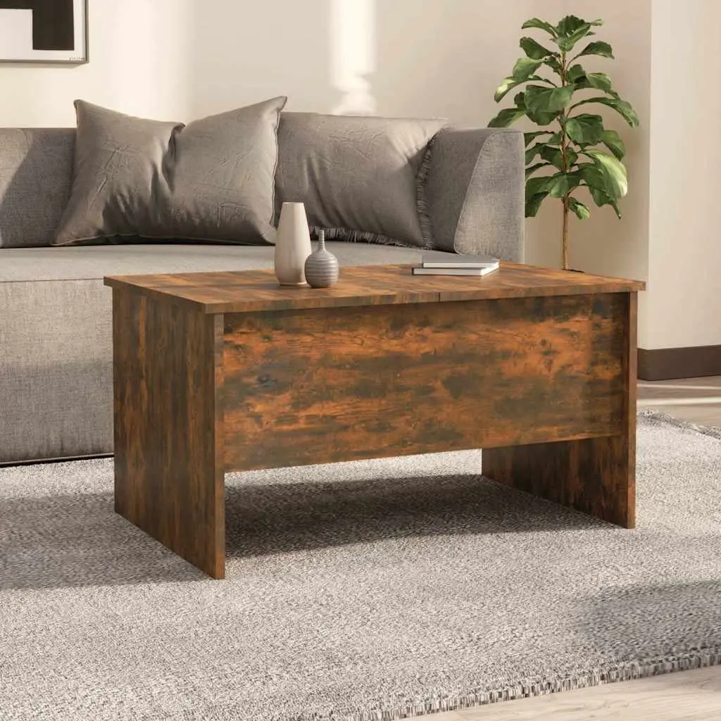 Lift-Top Coffee Table Engineered Wood Brown Adjustable Height Storage Compartments 80L x 50W x 42.5H cm