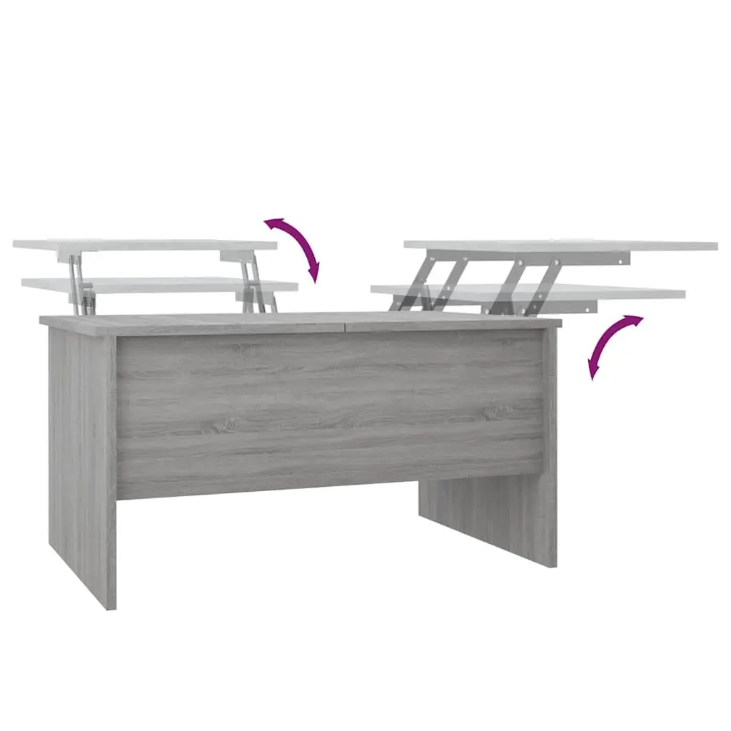 Coffee Table Grey Sonoma with Storage Compartments Adjustable Liftable Design