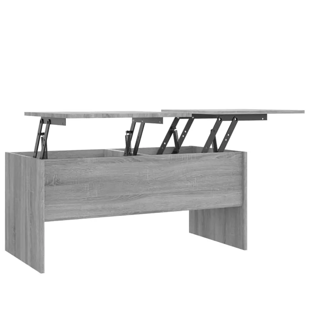 Coffee Table Engineered Wood Grey Adjustable Liftable with Hidden Storage Compartments