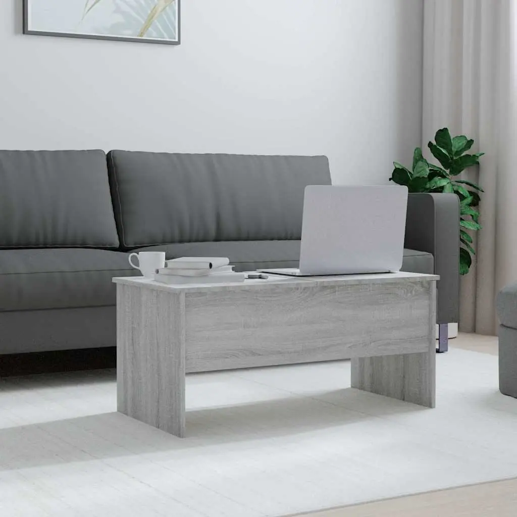 Coffee Table Engineered Wood Grey Adjustable Liftable with Hidden Storage Compartments