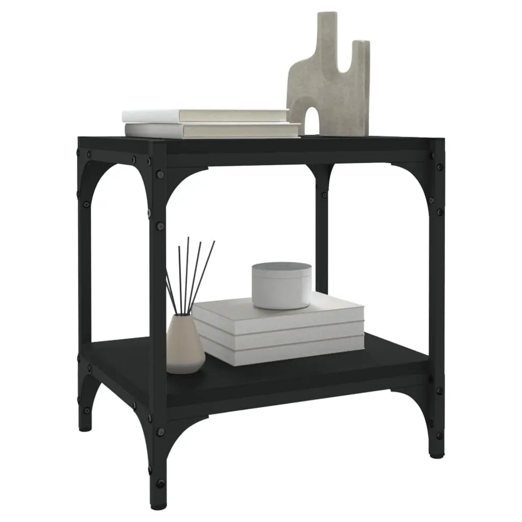 TV Cabinet Black 40x33x41 cm with Shelves Industrial Style Storage Unit