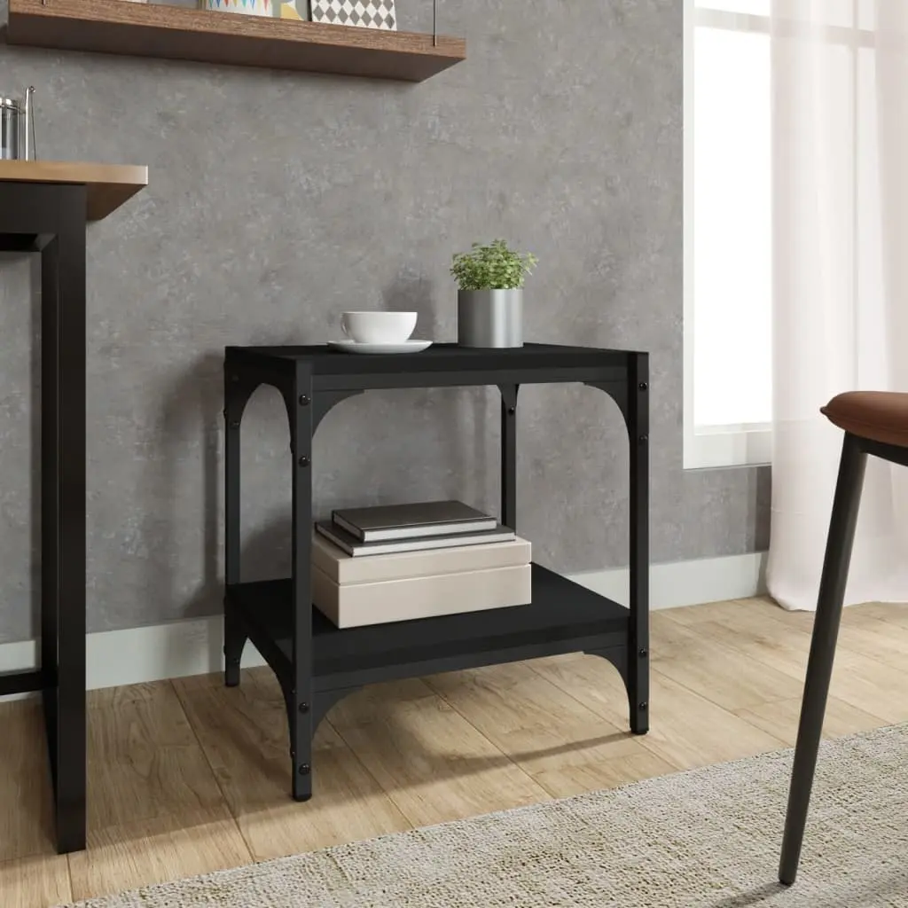 TV Cabinet Black 40x33x41 cm with Shelves Industrial Style Storage Unit
